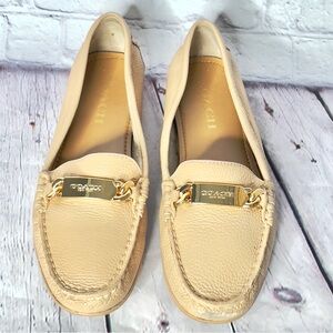 Coach Women’s Olive Loafer Flat Nude, Leather with the Brand in a Gold tone.